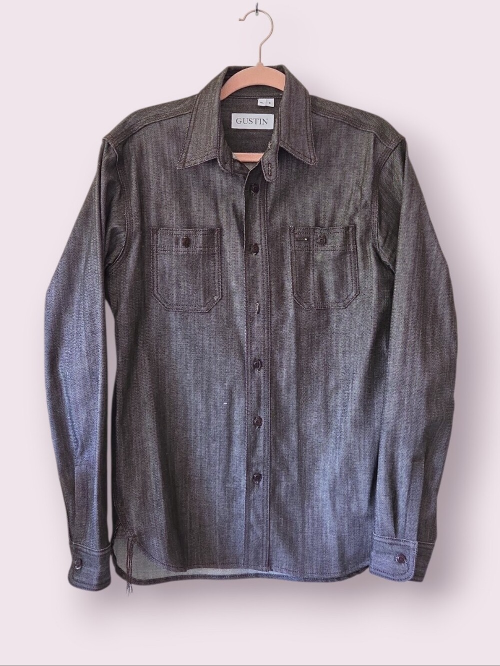 GUSTIN Gray Work Shirt Shacket Button Up Size S Slim
